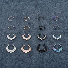 img 1 attached to Stainless Steel Non-Piercing Fake Septum Nose Ring & Hoop Clip-On For Faux Septum, Lip, Ear & Nose Piercing - LAURITAMI Body Piercing Jewelry