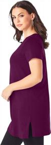 img 1 attached to Flattering & Comfortable: Roamans Plus Size V-Neck Tunic Tee For Women