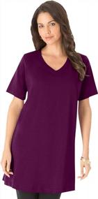 img 4 attached to Flattering & Comfortable: Roamans Plus Size V-Neck Tunic Tee For Women