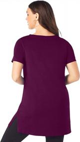 img 2 attached to Flattering & Comfortable: Roamans Plus Size V-Neck Tunic Tee For Women