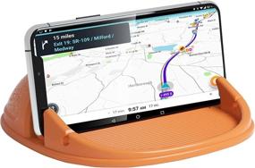 img 4 attached to 📱 Loncaster Car Phone Holder, Silicone Car Pad Mount for Dashboards, Slip-Free Desk Phone Stand Compatible with iPhone, Samsung, Android Smartphones, GPS Devices and More (Orange)