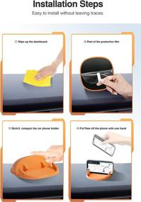 img 1 attached to 📱 Loncaster Car Phone Holder, Silicone Car Pad Mount for Dashboards, Slip-Free Desk Phone Stand Compatible with iPhone, Samsung, Android Smartphones, GPS Devices and More (Orange)