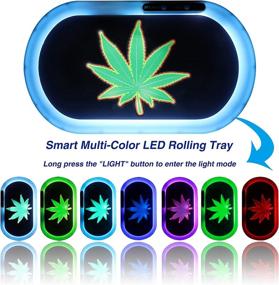 img 2 attached to 🎵 BOUNOUS LED Rolling Tray with Bluetooth Speaker - 7-Color Light Up Party Mode, Music-Responsive Flashing Lights, Rechargeable Battery - 13.8" x 7.9" White