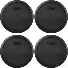 img 1 attached to Pyrex 7402-PC Black Round Plastic Food Storage Lids for 6/7 Cup Containers - Pack of 4