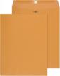 clasp envelopes - 10x13 inch brown kraft catalog envelopes with clasp closure & gummed seal – 28lb heavyweight paper envelopes for home, office, business, legal or school 15 pack 10x13, brown kraft logo