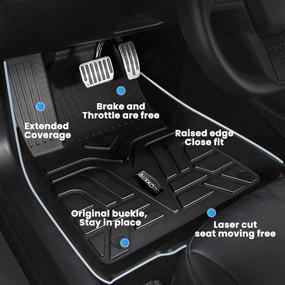 img 2 attached to Auxko All-Weather Floor Mat for Tesla Model 3, 2017-2022 | Waterproof, Durable, and Flexible TPE Material | Non-Slip, Odorless Protective Liner | Front & Rear Interior Accessories in Black