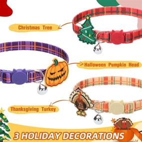 img 1 attached to 3 Pack Adjustable Halloween Cat Collars With Pumpkin, Turkey & Christmas Tree Patterns - PUPTECK