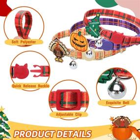 img 2 attached to 3 Pack Adjustable Halloween Cat Collars With Pumpkin, Turkey & Christmas Tree Patterns - PUPTECK