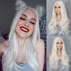 img 4 attached to 22-Inch K'Ryssma Platinum Blonde Synthetic Wig For Women - Heat-Friendly, Natural Wavy Hair And Glueless Design For Halloween
