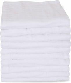 img 4 attached to 👶 LITO Linen and Towel Muslin Washcloths: 100% Organic Cotton Baby Face Towel - Pack of 10, White, 12x12 Inch - Gentle Baby Wipes for Sensitive Skin - Perfect Baby Registry or Baby Shower Gift