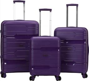 img 4 attached to Purple Rockland Linear 3-Piece Hardside Spinner Wheel Luggage Set (19/23/27)