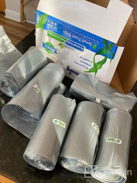 img 1 attached to 250 Count Extra Strong Grey Trash Can Liners - 3, 4, 5 Gallon Garbage Bags Fit 6-8-10-15 Liters Trash Bin For Home Office Kitchen. review by Dave Albright