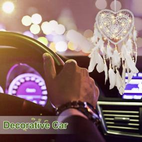 img 1 attached to LED Dream Catcher, JIELISI Handmade Heart Dream Catcher White Dream Catcher With Wooden Beads & 7 Plumages For Boys Girls Bedroom Car Window Wall Hanging Christmas Thanksgiving Valentine'S Decorations