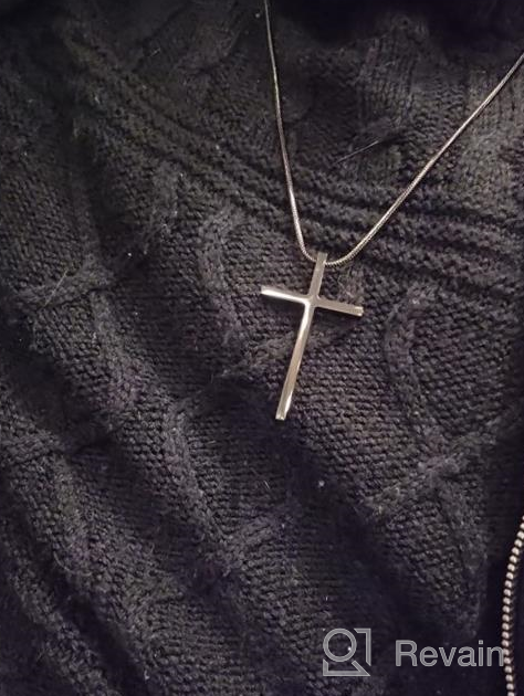 img 1 attached to 🕊️ Men's Stainless Steel Cross Necklace with Strength Bible Verse Pendant - XOYOYZU Necklaces for Boys review by Solomon Baron