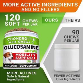 img 2 attached to Glucosamine Treats For Dogs - Joint Supplement W/ Omega-3 Fish Oil - Chondroitin, MSM - Advanced Mobility Chews - Joint Pain Relief - Hip & Joint Care - Chicken Flavor - 120 Ct - Made In USA