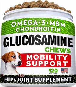 img 4 attached to Glucosamine Treats For Dogs - Joint Supplement W/ Omega-3 Fish Oil - Chondroitin, MSM - Advanced Mobility Chews - Joint Pain Relief - Hip & Joint Care - Chicken Flavor - 120 Ct - Made In USA