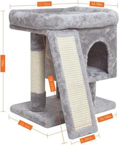 img 3 attached to 🐱 SYANDLVY Small Cat Tree - Modern Activity Tower with Padded Perch, Kitty Condo, Scratching Post and Board, Cat Cave