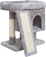 🐱 syandlvy small cat tree - modern activity tower with padded perch, kitty condo, scratching post and board, cat cave logo