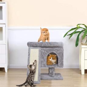 img 2 attached to 🐱 SYANDLVY Small Cat Tree - Modern Activity Tower with Padded Perch, Kitty Condo, Scratching Post and Board, Cat Cave