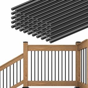 img 4 attached to Muzata 50Pack 26”X3/4” Aluminum Deck Balusters For 36 Inch Wood Composite Post Deck Railing Black Indoor Outdoor Porch Staircase Stair Spindles Hollow Round WT02