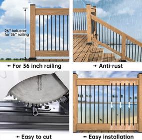 img 1 attached to Muzata 50Pack 26”X3/4” Aluminum Deck Balusters For 36 Inch Wood Composite Post Deck Railing Black Indoor Outdoor Porch Staircase Stair Spindles Hollow Round WT02