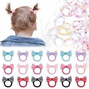 img 4 attached to 🎀 SHIBASHAN 18pcs Baby Girl Hair Ties (with 200pcs Rubber Bands), Elastic Hair Bows for Kids, Ponytail Holder for Little Girls, Cotton Hair Accessories for Infants, Toddlers, and Kids