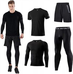 img 4 attached to Holure Men'S Sports Running Set: Athletic Shirt, Shorts, Compression Shirt, And Pants For Gym And Tracksuit Activities (Pack Of 2 Or 4)