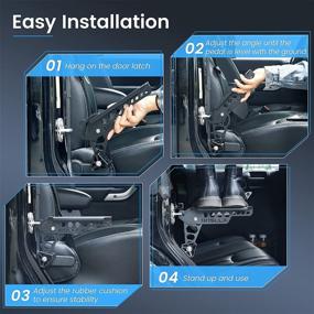 img 1 attached to 🚪 Boslla Universal Car Door Step with Foldable Roof Access, Door Latch Step and Lengthened Pedal - Up Hook Doorstep with 4 Gears, Ideal for SUV and Vehicles (Black)