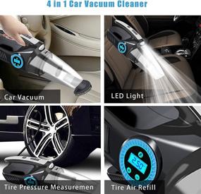 img 2 attached to 🚗 Teppdfann 4-in-1 Car Vacuum Tire Inflator - Portable Cleaner with Digital Tire Pressure Gauge LCD Display, LED Light, 2 HEPA Filters & 14.8FT Cord