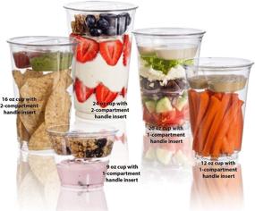 img 3 attached to 🥣 25 pack of 16 oz Take n' Go Parfait/Snack Cups with 3-pieces, including a 2-Compartment Insert and Flat Lid featuring Signature Party Picks