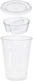 img 4 attached to 🥣 25 pack of 16 oz Take n' Go Parfait/Snack Cups with 3-pieces, including a 2-Compartment Insert and Flat Lid featuring Signature Party Picks