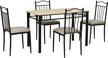 grey 5-piece dining set for kitchen, dinette & breakfast nook with metal frame chairs - homcom logo