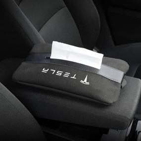 img 1 attached to 🚗 KIKIMO Tesla Tissue Holder: Stylish Tesla Model 3/Y Center Console Napkin Holder - Ideal Tesla Model 3 and Y Accessories (Black02)