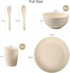 img 3 attached to 20 PCS Unbreakable Wheat Straw Dinnerware Sets - Microwave & Dishwasher Safe Plates, Bowls, Cups Reusable Tableware For Camping, Kitchen And RV.