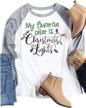 nendfy women my favorite color is christmas lights funny color lamp graphic tshirt holiday spirit xmas gift blouse logo