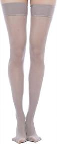 img 1 attached to Silk Reflections Sheer Tights: Shiny Thigh-High Stockings For Women With Smooth Finish