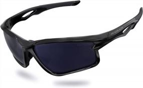 img 4 attached to Мужские поляризованные спортивные солнцезащитные очки для езды на велосипеде, бега, вождения, рыбалки - небьющаяся оправа TR90 с защитой от ультрафиолета