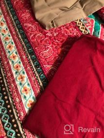 img 7 attached to Oversized Boho Queen Cotton Quilt Set - Soft Red Striped Bedspread Bedding With Bohemian Flair, 3-Piece King Size Set