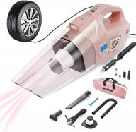 multi-functional pink car vacuum cleaner and tire inflator with lcd display logo
