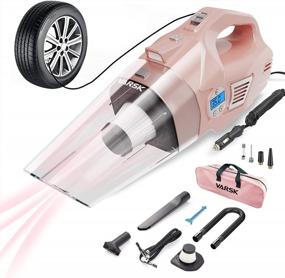 img 4 attached to Multi-Functional Pink Car Vacuum Cleaner And Tire Inflator With LCD Display