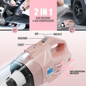 img 3 attached to Multi-Functional Pink Car Vacuum Cleaner And Tire Inflator With LCD Display