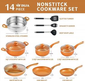 img 3 attached to 14-Piece Ceramic Non-Stick Cookware Set With Deep Saute Pan, Stock Pot, And Induction Compatibility - DIJA Nonstick Pots And Pans Set For Effortless Cooking