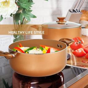 img 2 attached to 14-Piece Ceramic Non-Stick Cookware Set With Deep Saute Pan, Stock Pot, And Induction Compatibility - DIJA Nonstick Pots And Pans Set For Effortless Cooking