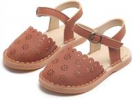 летние классические сандалии flaryzone для малышей/маленьких девочек - плоский дизайн с открытым носком и застежкой на липучке логотип