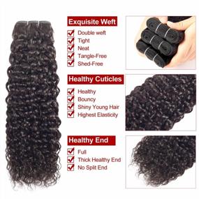 img 1 attached to Get Gorgeous Ocean Wave Curls With ALLRUN Brazilian Virgin Human Hair 3 Bundles + Closure Set