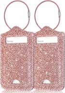 acdream leather luggage tags 2 pack with privacy cover - stunning glitter rose design for backpacks, suitcases, and travel bags - perfect identifiers for women, men, adults, and kids on cruises логотип