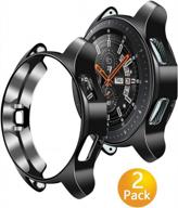 tensea 2-in-1 screen protector and bumper set for samsung galaxy watch 4 classic 46mm - includes 2 packs of tempered glass protective film and tpu watch covers in black (46mm) logo
