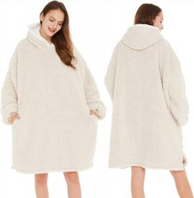 img 3 attached to Cozy Up With LetsFunny Oversized Blanket Sweatshirt - Super Warm Plush Fleecehug Hoodie Wearable Blanket With Pocket For Adult Women And Men In Beige