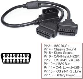 img 1 attached to 🔌 OBD2 OBDII Diagnostic Extender Splitter Extension Cable - 16 Pin Male to Dual Female Y Cable