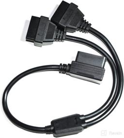 img 4 attached to 🔌 OBD2 OBDII Diagnostic Extender Splitter Extension Cable - 16 Pin Male to Dual Female Y Cable